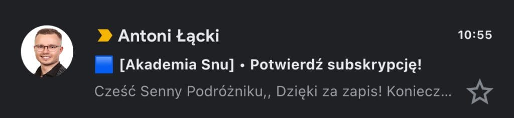 akademia snów - potwierdzenie
